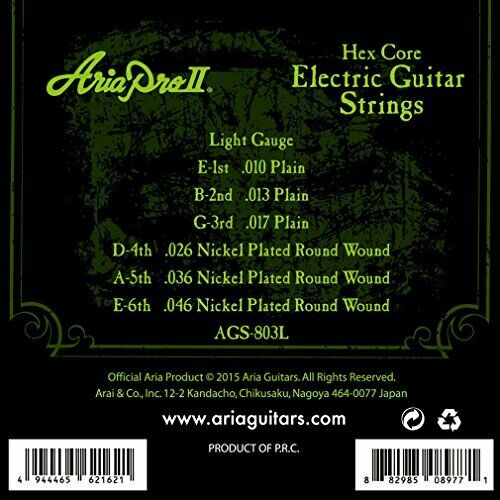 AriaPro II electric guitar strings three sets pack 10-46 Light Light NEW_2