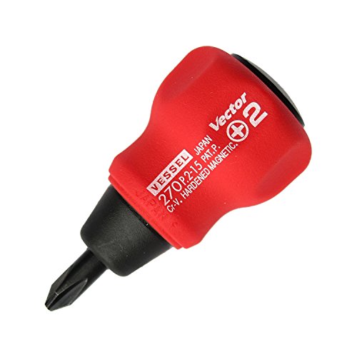 VESSEL stubby Driver B-270 + 2 x 15 vector Red NEW from Japan_1