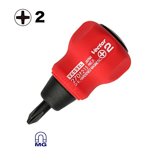 VESSEL stubby Driver B-270 + 2 x 15 vector Red NEW from Japan_2
