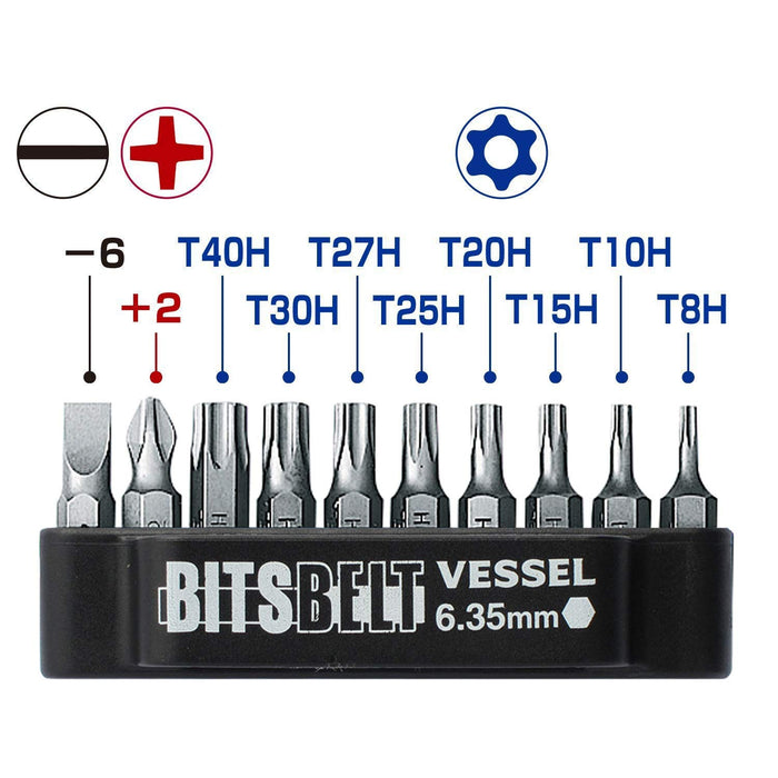 VESSEL TX-11 Torx plate ratchet driver Screwdriver with Bit Set of 10 piece NEW_4