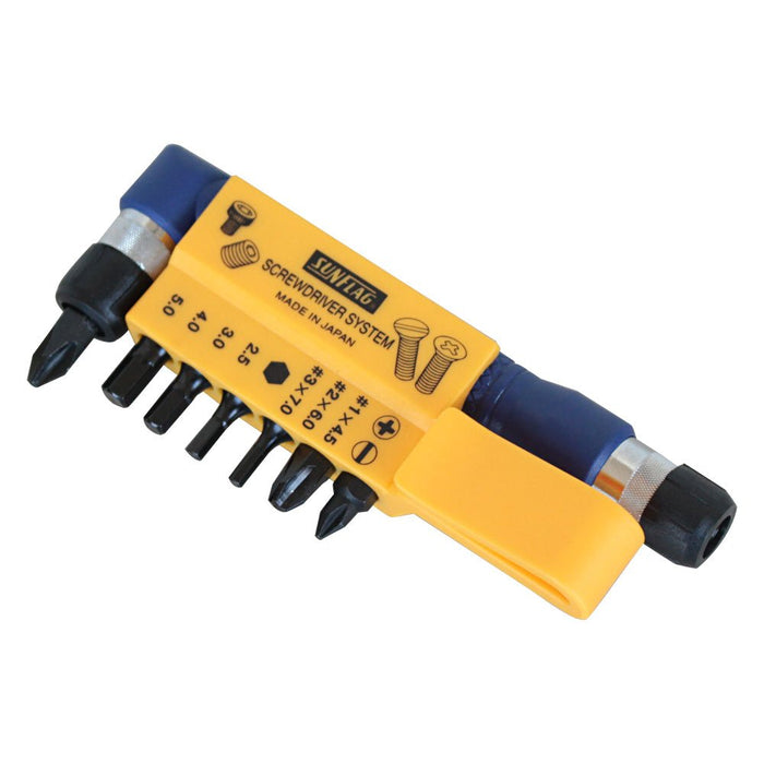 SUNFLAG 4WAY offset driver (hex) with Spare bits No.76 DSA-20150 Yellow NEW_1