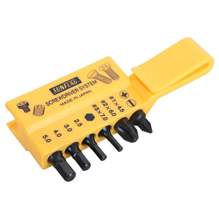 SUNFLAG 4WAY offset driver (hex) with Spare bits No.76 DSA-20150 Yellow NEW_6
