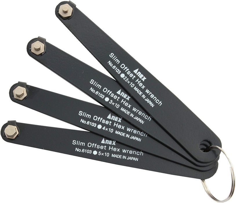 ANEX Slim Offset Hex Wrench Set of 4-pcs (2.5/3/4/5mm)  Black No. 6103-F NEW_1