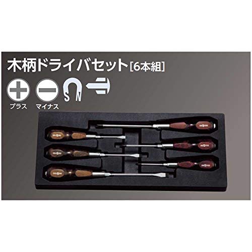 Nepros Wooden Grip Screwdriver Set 6Pcs KTC NTD306 NEW from Japan_2