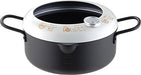 Yoshikawa Tempura Pot White x Black 20cm with Thermometer SH9257 Cookware NEW_1