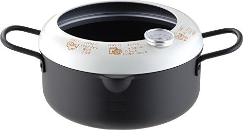 Yoshikawa Tempura Pot White x Black 20cm with Thermometer SH9257 Cookware NEW_1