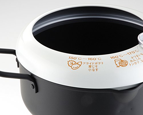 Yoshikawa Tempura Pot White x Black 20cm with Thermometer SH9257 Cookware NEW_2