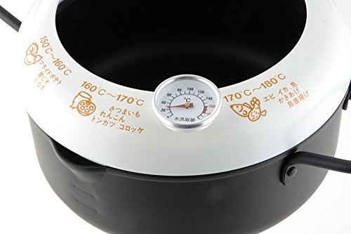 Yoshikawa Tempura Pot White x Black 20cm with Thermometer SH9257 Cookware NEW_4