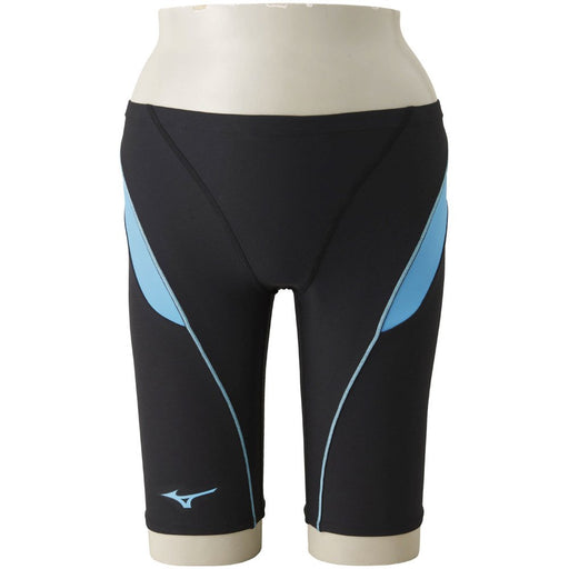 MIZUNO N2MB8078 Men's Swimsuit Exer Suit Half Spats Size XL Black/Light Blue NEW_1