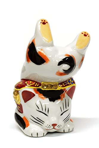 Japanese Maneki Neko Handstand Lucky Cat Kutani Ceramic Made in Japan NEW_1
