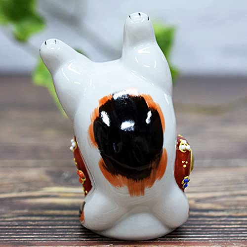 Japanese Maneki Neko Handstand Lucky Cat Kutani Ceramic Made in Japan NEW_6