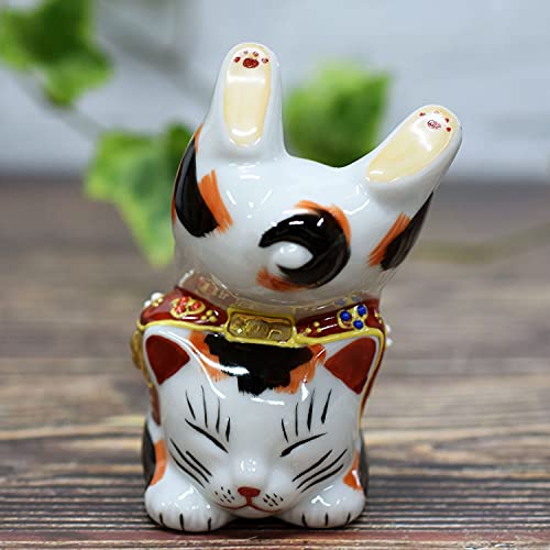 Japanese Maneki Neko Handstand Lucky Cat Kutani Ceramic Made in Japan NEW_7