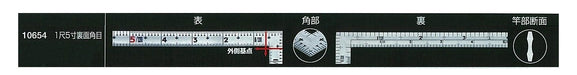 Shinwa Sokutei 10654 Bend Scale Same Thick Square Size 5 Red Number Silver NEW_4