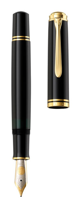 Pelikan Fountain Pen F FINE Point Black Suberen M800 18K Gold Nib Resin Axis NEW_4