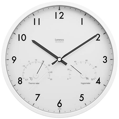 Lemnos Wall Clock White LC09-11W BW Air clock temperature and humidity NEW_1