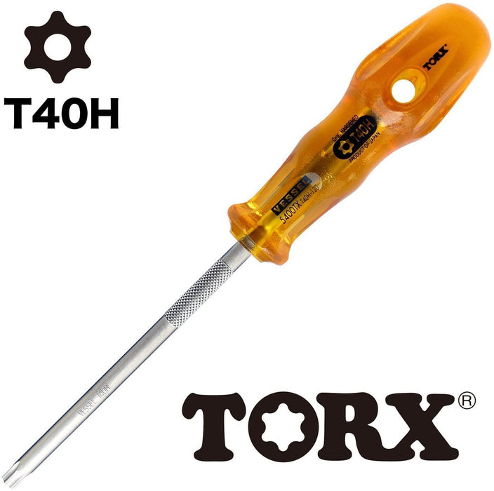 VESSEL power Grip TORX Driver T40H×120 5400TX vanadium Yellow tamper proof NEW_3