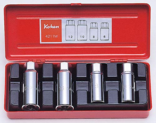 Koken 4211M 1/2" Stud Puller Socket Set of 4 Pcs with Metal Case NEW from Japan_1