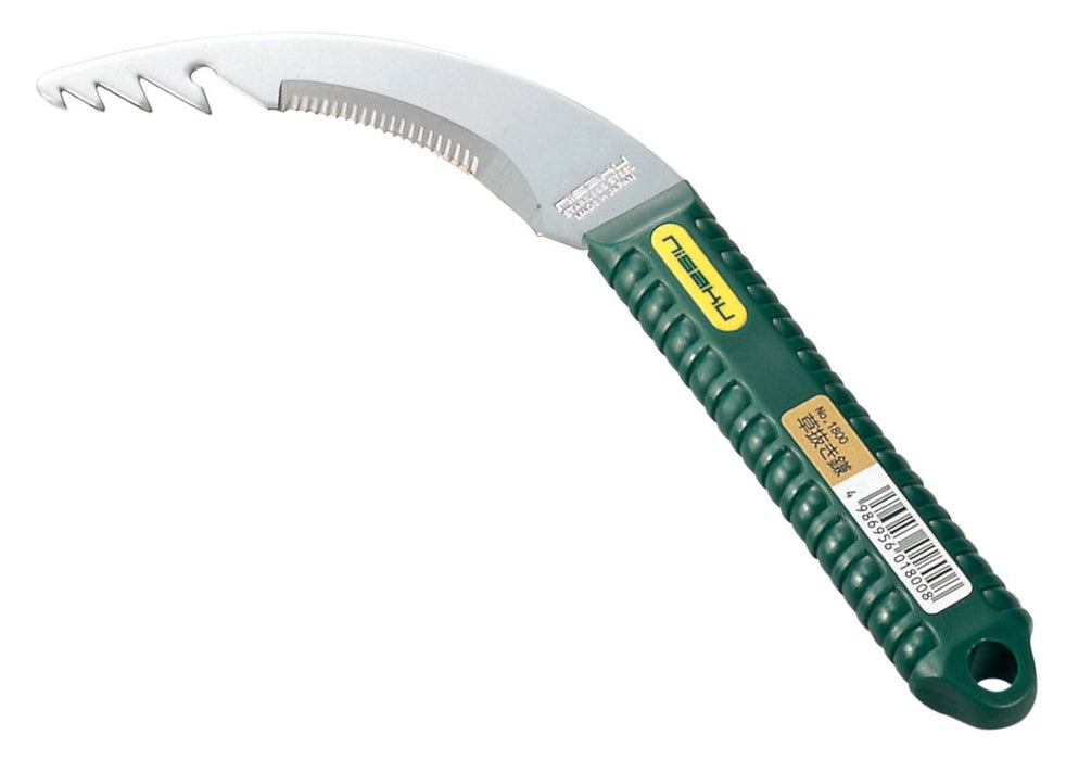 Tomita Cutlery Nisaku stainless steel grass unplug sickle No.1800 Green Handle_1