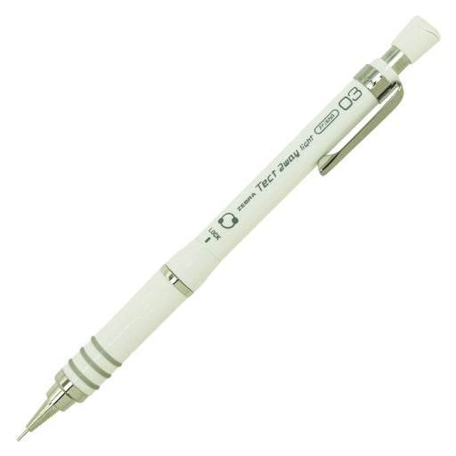 Zebra Tect2 Way Light Mechanical Graphite Pencil 0.3 White MAS42-W Silicone Grip_1