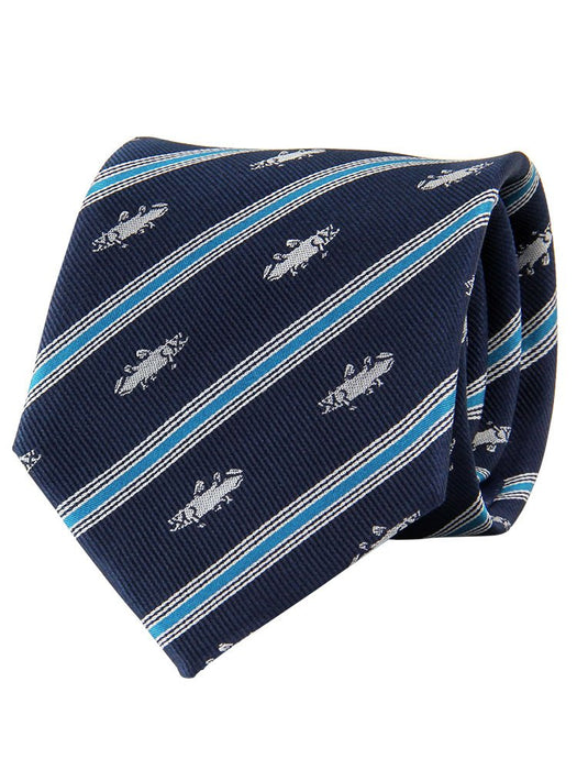 COLORATA coelacanth pattern tie Silk jacquard weave Animal / Stripe Navy NEW_1