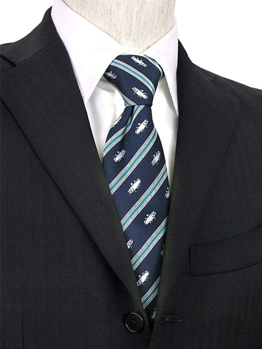 COLORATA coelacanth pattern tie Silk jacquard weave Animal / Stripe Navy NEW_3