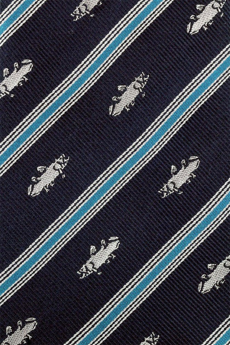 COLORATA coelacanth pattern tie Silk jacquard weave Animal / Stripe Navy NEW_4