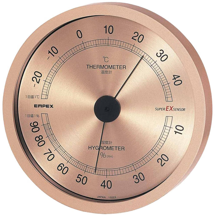 EMPEX Super EX Thermometer & Hygrometer Champagne Gold EX-2728 14x14x2.9cm NEW_1