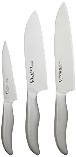 Set of 3 Stainless Steel Japanese Kitchen Knives - Santoku, Chef's, Petty NEW_1