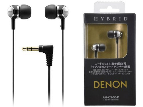 Denon inner ear headphone black AH-C260-K Neodymium magnet 9.0mm driver unit NEW_5