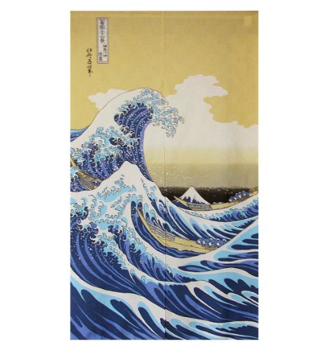 Japanese woodblock prints Curtain Ukiyo-e shiranami katushika hokusai 85x150cm_1