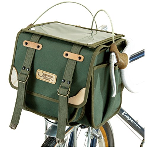OSTRICH Bicycle Front Bag F-106 Green 13.9L Cotton Made in Japan NEW_1