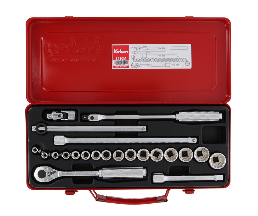 Ko-Ken 3/8" 9.5mm SQ. Socket Set Hex 22pcs 3210M Yamashita 3210M 21Pcs NEW_1