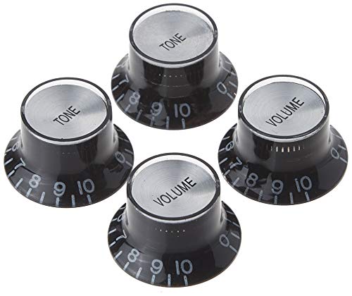 GIBSON Guitar Knobs Top Hat Style Black/Silver Genuine 2V/2T 4 Piece PRMK-010_1