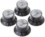 GIBSON Guitar Knobs Top Hat Style Black/Silver Genuine 2V/2T 4 Piece PRMK-010_1