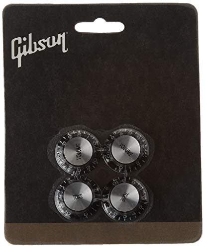 GIBSON Guitar Knobs Top Hat Style Black/Silver Genuine 2V/2T 4 Piece PRMK-010_2