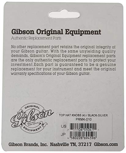 GIBSON Guitar Knobs Top Hat Style Black/Silver Genuine 2V/2T 4 Piece PRMK-010_3