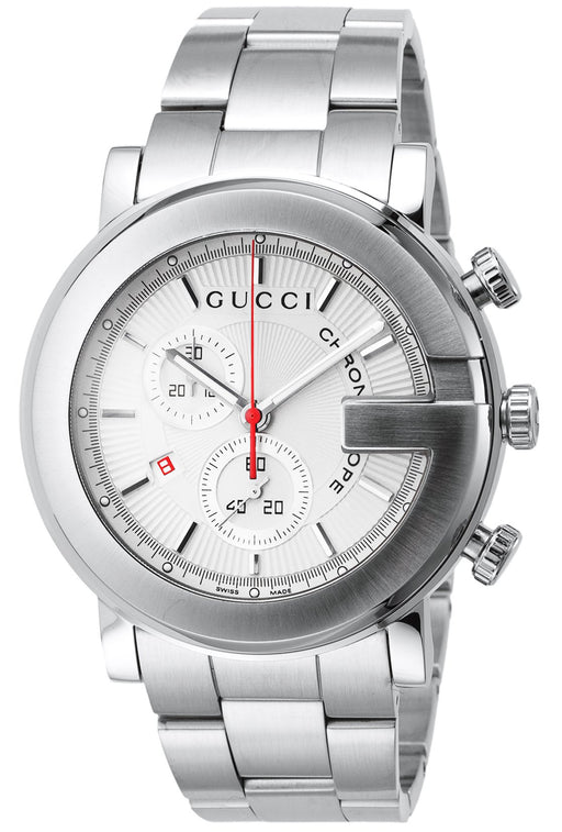 GUCCI Watch G-Chrono 101M Silver Guilloche SS Chronograph YA101339 Men's NEW_1