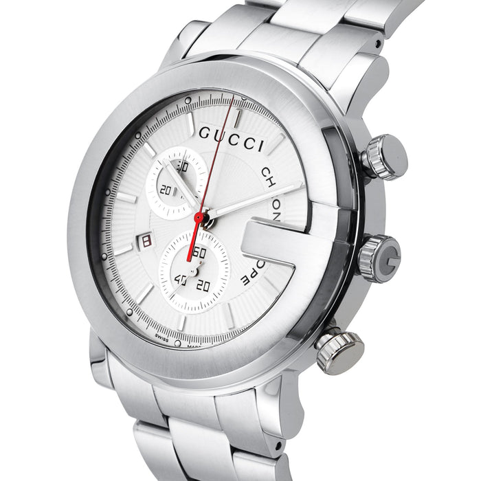 GUCCI Watch G-Chrono 101M Silver Guilloche SS Chronograph YA101339 Men's NEW_2