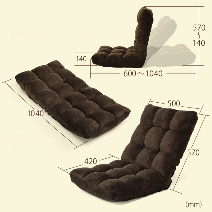 Sanwa Relaxation Floor Chair Zaisu 14 Reclining Black 100-SNC041BK Foldable NEW_2