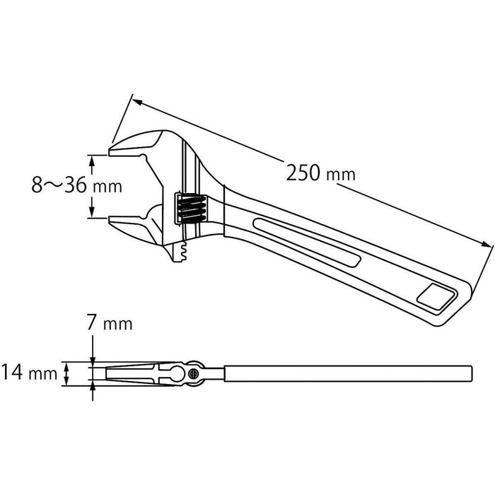 LOBTEX Hybrid Monkey X Grip Adjustable Wrenches UM36XD L250mm Made in Japan NEW_4