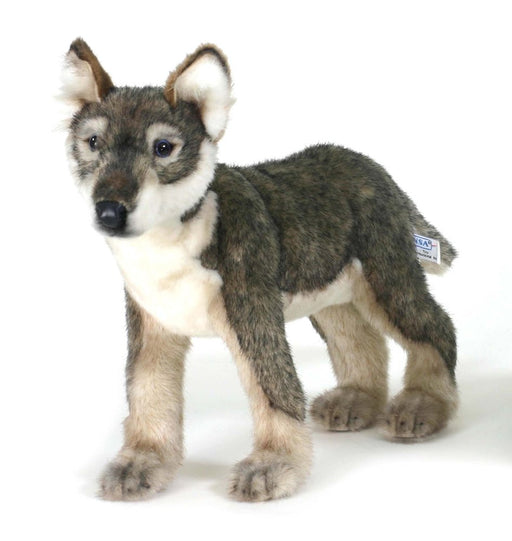 HANSA Stuffed Animal Real BH5467 Baby wolf Plush Doll Gray 42cm Acrylic NEW_1