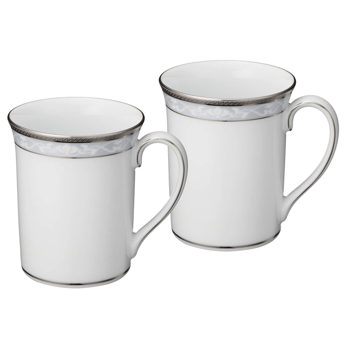 Noritake Mug Pair Set 310cc Hampshire Platinum 2 pcs Fine Porcelain P91332/4336_1