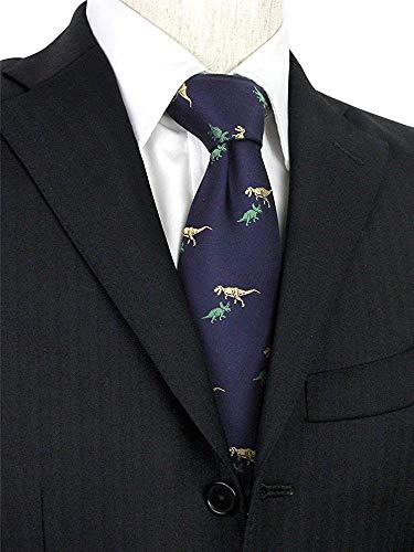 COLORATA dinosaur pattern tie Tyrannosaurus and Triceratops Navy NEW from Japan_3