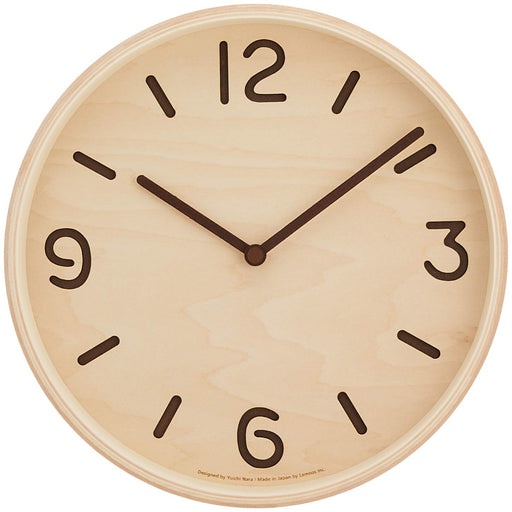 Lemnos Wall Clock Analog THOMSON Natural Color Wooden LC10-26 NT Step Movement_1