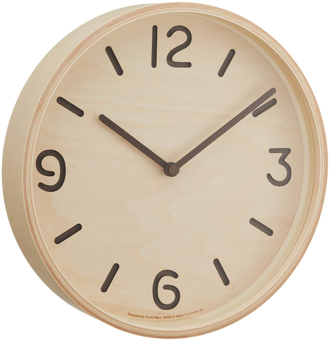 Lemnos Wall Clock Analog THOMSON Natural Color Wooden LC10-26 NT Step Movement_3