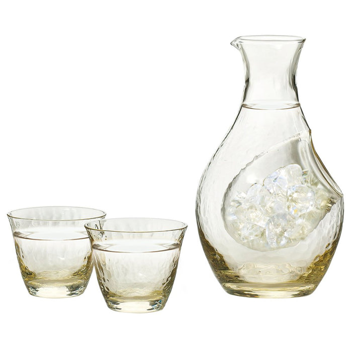 SAKE Bottle Tokkuri Sakazuki 2 Cup SET Iced Glass Takasegawa Kohaku G604-M72 NEW_2