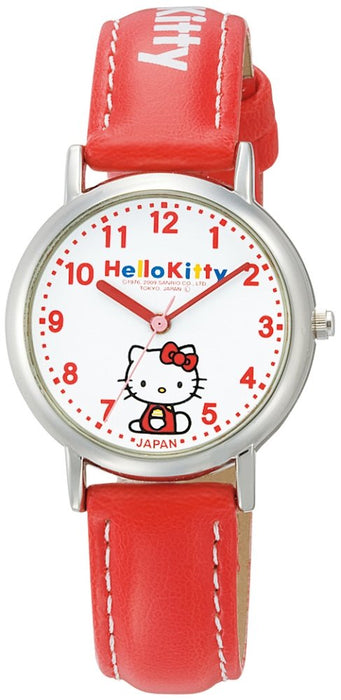 Citizen Q&Q Watch Analog Hello Kitty Waterproof Leather Belt Red