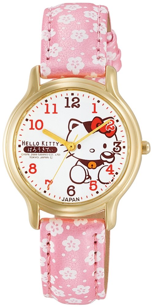 CITIZEN Q&Q 0007N003 Watch Hello Kitty Analog Leather Belt Pink Made In Japan_1