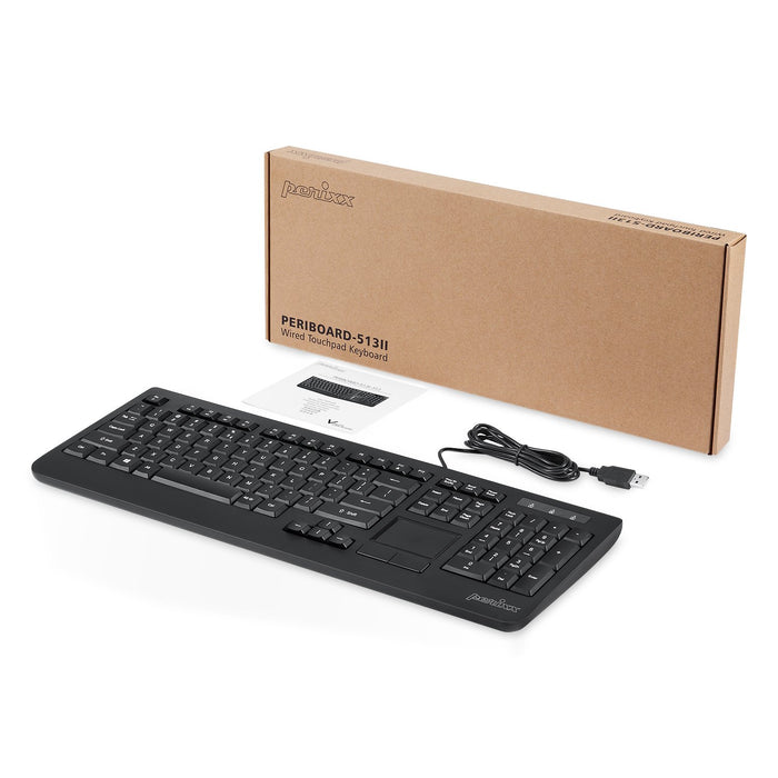 Perixx PERIBOARD-513II Touch Pad Wired Standard Keyboard ‎10165 Black USB NEW_5