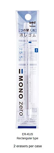 Tombow EH-KUS04 Mono Zero Eraser 2.5mm x 5mm Rectangle Silver Knock Type NEW_5